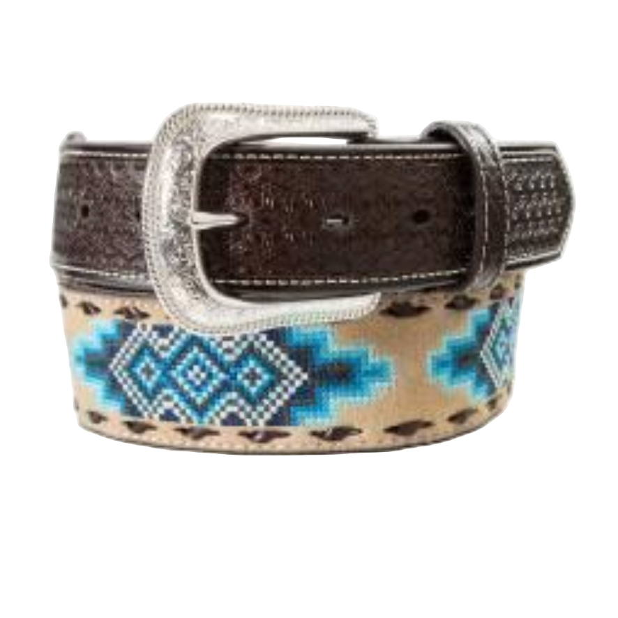 3D Belt Company Men's Embroidered Blue Patch Belt