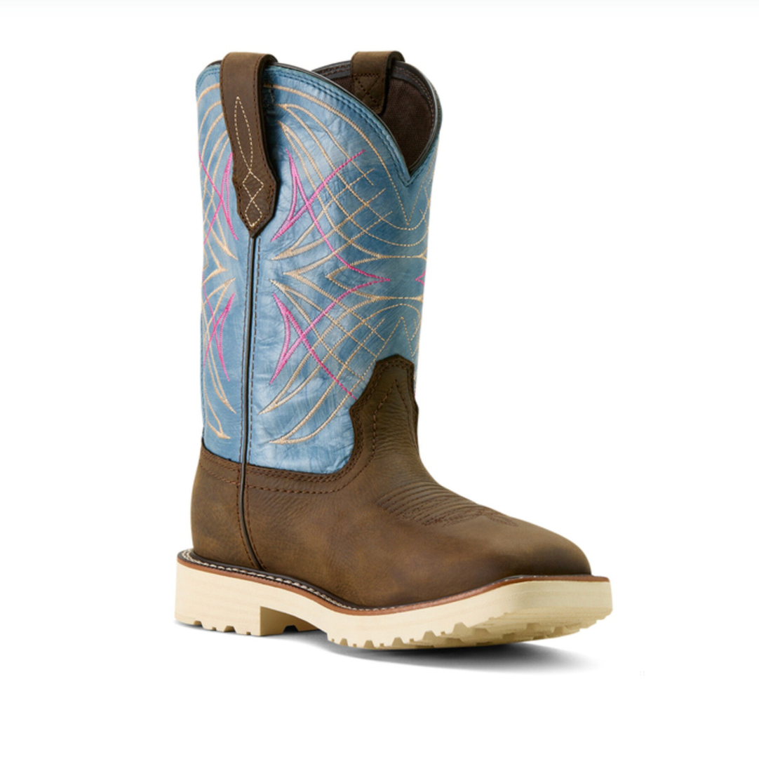 Ariat Women's Activator Waterproof Wide Square Toe Work Boot in Brown