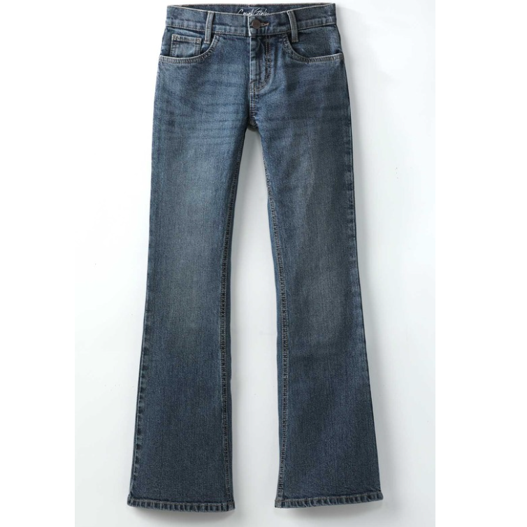 Cruel Girl's Lucy Mid Rise Slim Bootcut Jean in Medium Stonewash