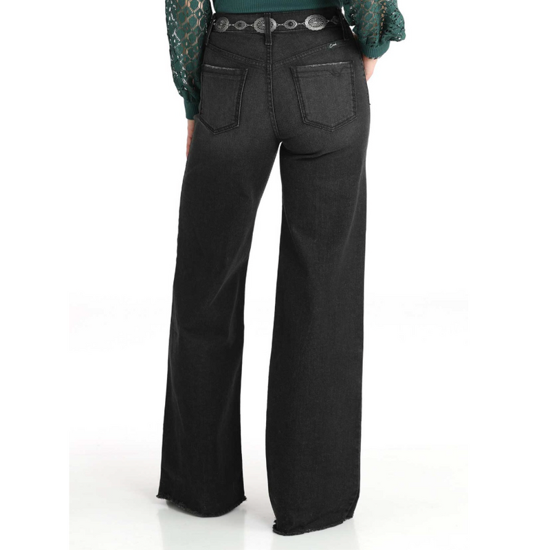 Cruel Women's Skylar Sky-High Rise Wide Leg Destructed Jean in Black