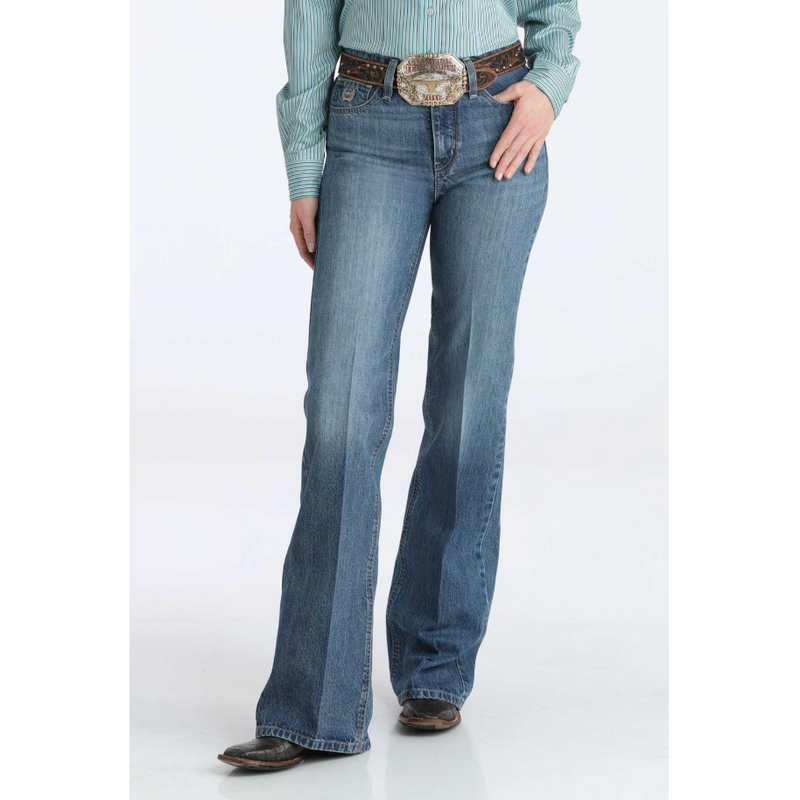 Cinch Women's Tatum High Rise Trouser in Medium Dark Wash