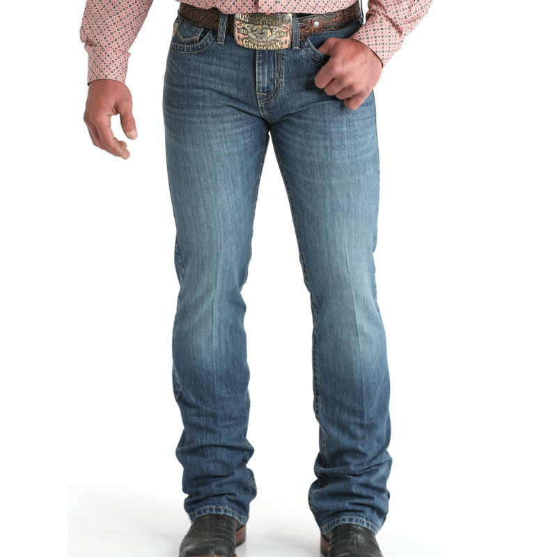 Cinch Men's Ian Slim Fit Bootcut Jean in Medium Stonewash