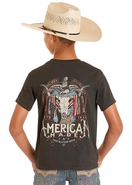 Rock & Roll Denim Boy's American Made Graphic Tee in Black