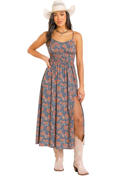 Rock & Roll Denim Women's Floral Print Midi Dress