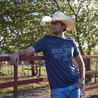 Cowboy Cool "Buck Off" Graphic Tee in Midnight Navy