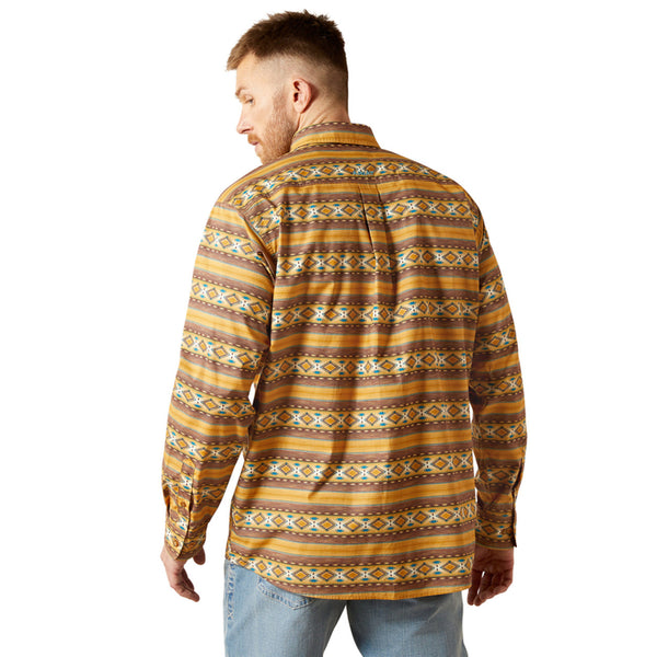 Ariat Men's L/S Teddi Classic Fit Aztec Print Button Down Shirt in Tan