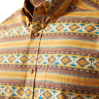 Ariat Men's L/S Teddi Classic Fit Aztec Print Button Down Shirt in Tan