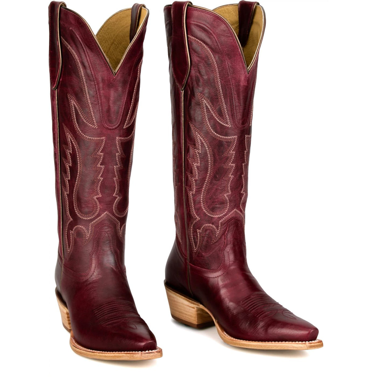 Tony Lama Women's Jess 15" Western Boot in Wine Goat