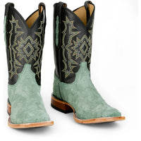 Tony Lama Men's Carlos Sueded Full Quill Ostrich Boot in Green