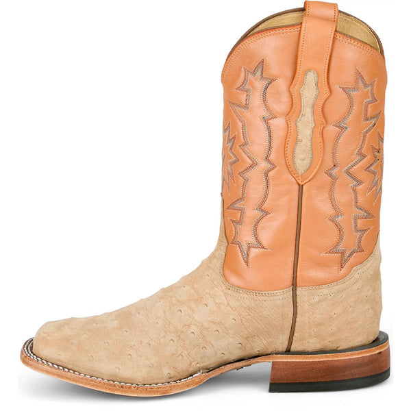 Tony Lama Men's Carlos Sueded Full Quill Ostrich Boot in Tan