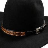 Twister Floral Tooled & Buck Lace Brown and Black Leather Hat Band