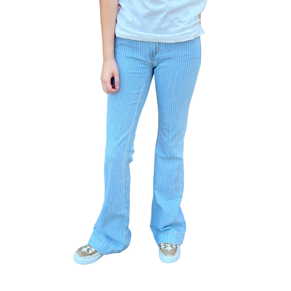 Kimes Ranch Women's Crystal Bareback Stripe Denim High Rise Trouser Jean
