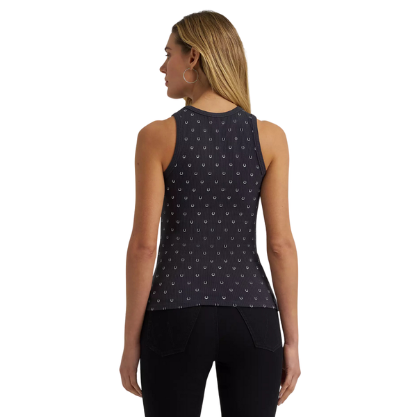 Wrangler Retro Women's Printed Slim Goddess Tank in Black Horseshoe