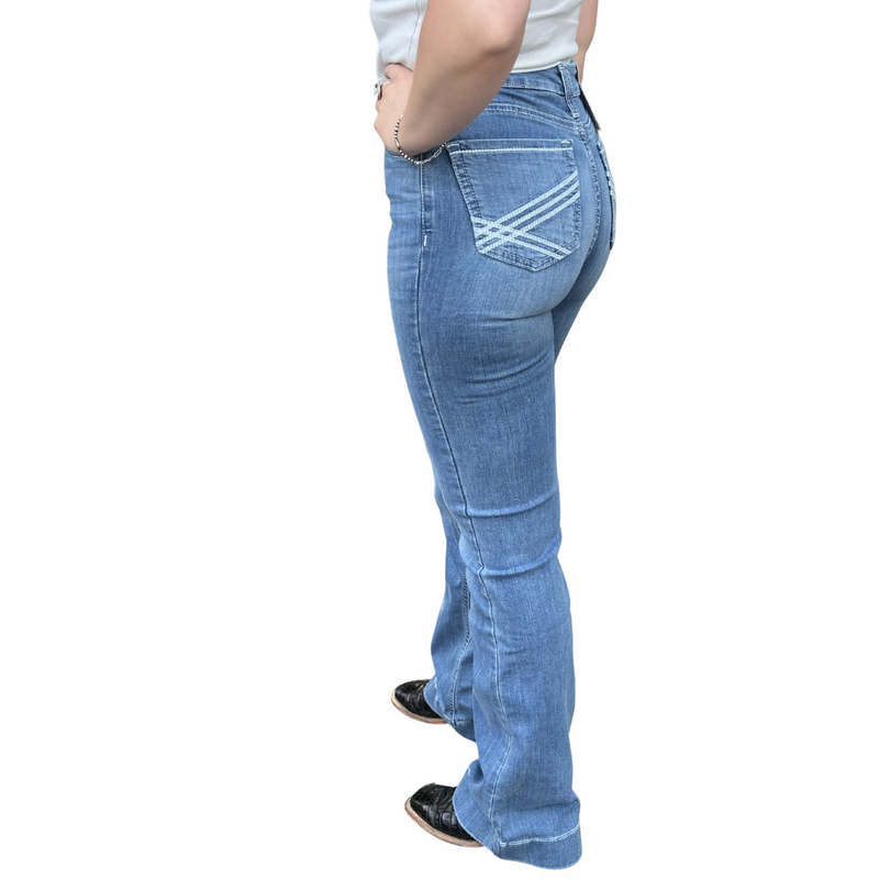 Cruel Women's Mila Moderate Rise Trouser Jean in Medium Stone Wash