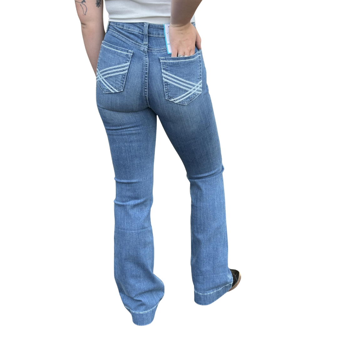Cruel Women's Mila Moderate Rise Trouser Jean in Medium Stone Wash
