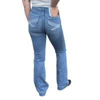 Cruel Women's Mila Moderate Rise Trouser Jean in Medium Stone Wash