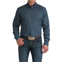 Cinch Men's L/S Modern Fit Blue Medallion Print Western Button Down Shirt