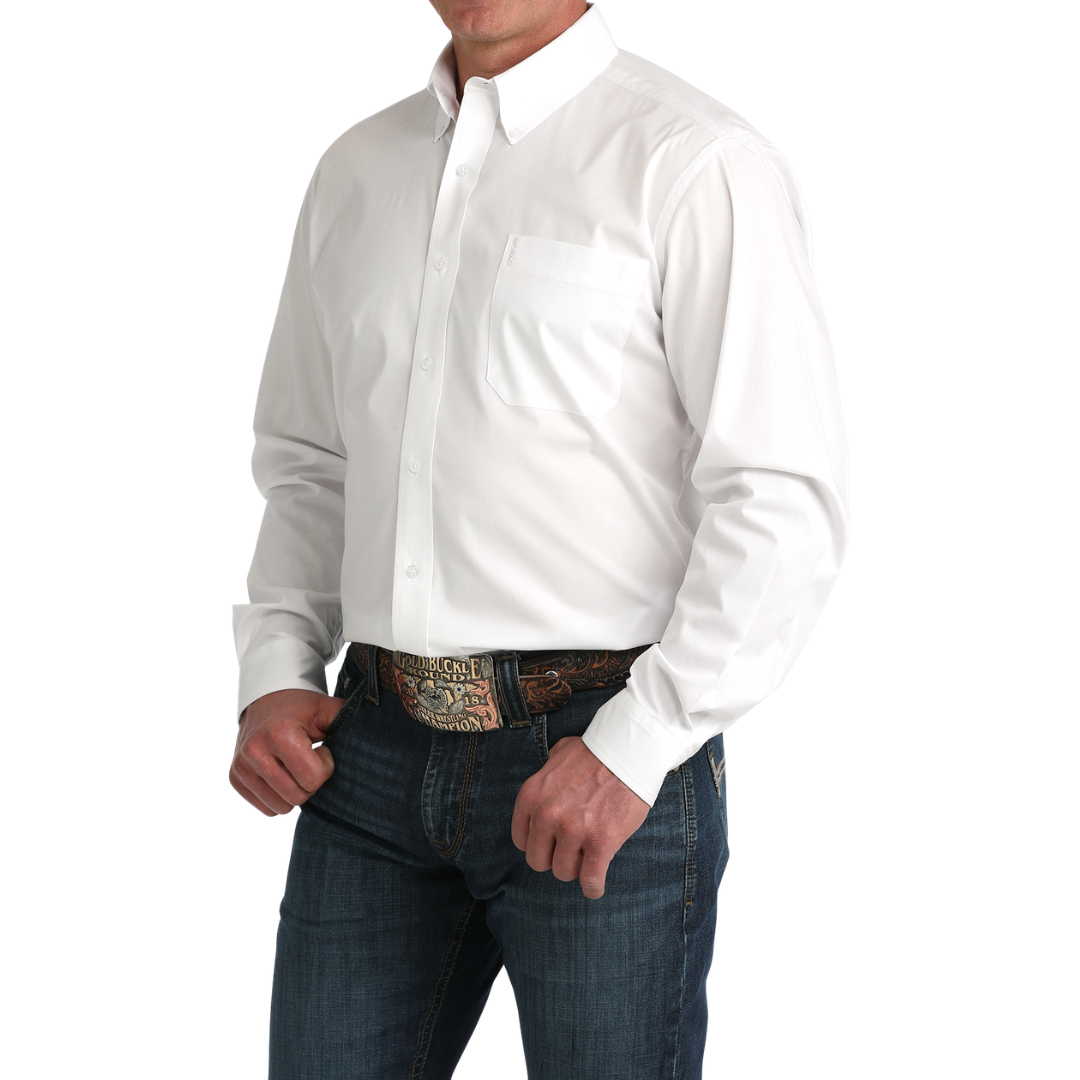 Cinch Men's L/S Modern Fit White Western Button Down Shirt