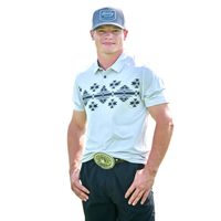 Hooey Men's "The Weekender" Short Sleeve Aztec Pattern Polo in Blue Grey