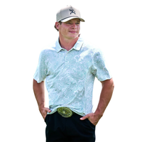 Hooey Men's "The Weekender" Short Sleeve Polo in Cream and Green