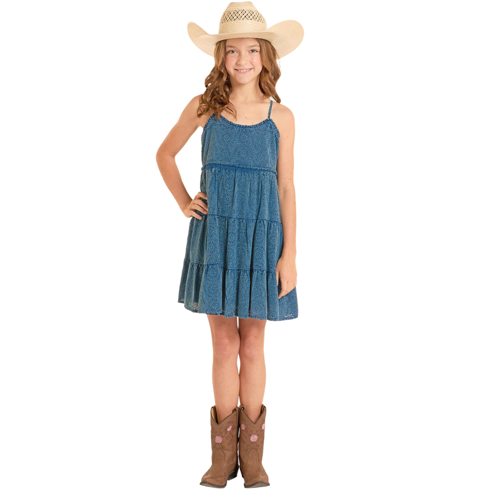 Rock & Roll Denim Girl's Eyelet Dress in Navy – Branded Country Wear