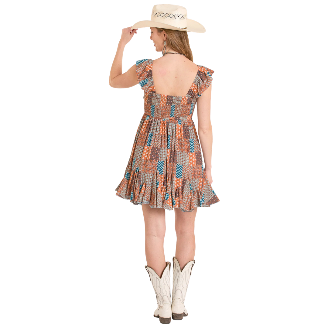 Rock & Roll Denim Women's Patch Print Mini Dress XX-Large