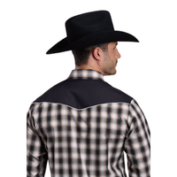Roper Men's L/S Western Snap Shirt in Black Plaid