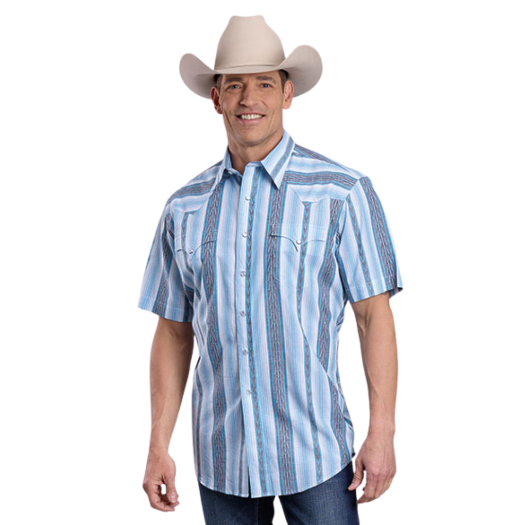 Roper Men's S/S Vertical Performance Yarn Dyed Stripe Snap Shirt