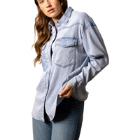 Kimes Ranch Women's L/S Olly Western Snap Shirt in Light Wash