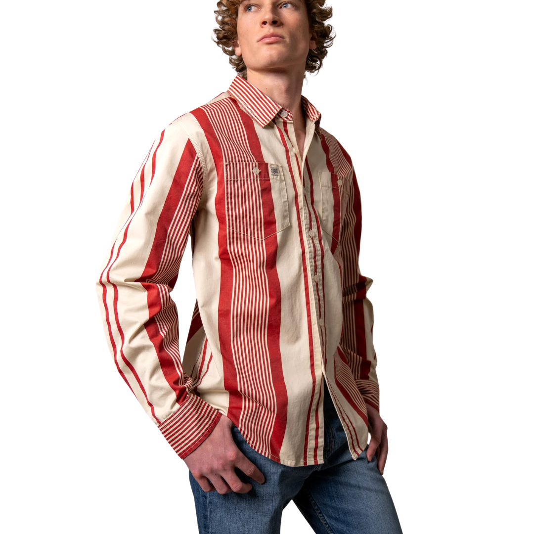 Kimes Ranch Men's L/S Reddy Striped Western Snap Shirt in Brick Red