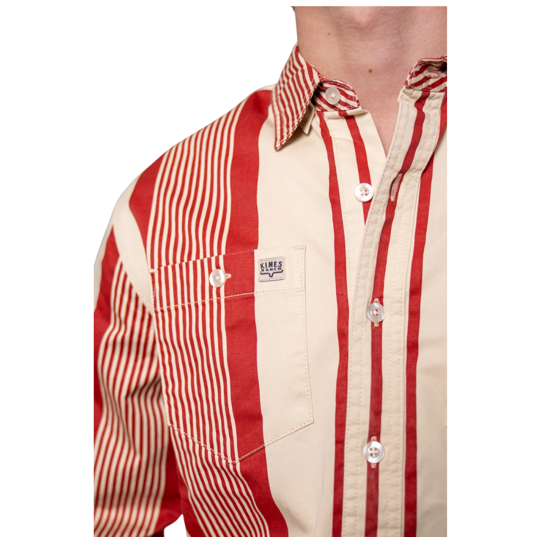 Kimes Ranch Men's L/S Reddy Striped Western Snap Shirt in Brick Red