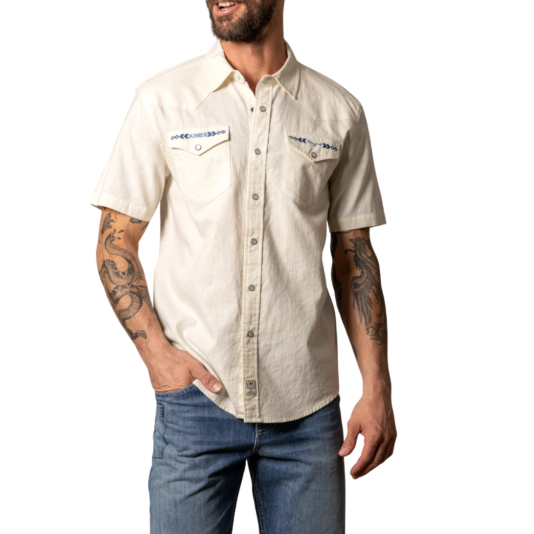 Kimes Ranch Men's Nuce Short Sleeve Button Down in Stone
