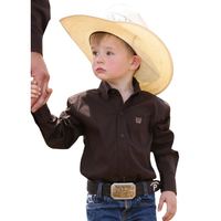 Cinch Baby & Toddler Boy's L/S Solid Button Down Western Shirt in Brown