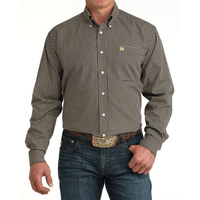 Cinch Men's L/S Classic Fit Medallion Button Down Western Shirt in Brown