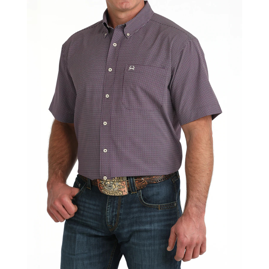 Cinch Men's S/S Arenaflex Western Button Down Shirt in Purple