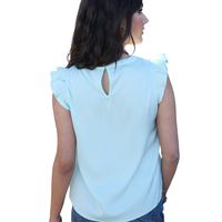 Cruel Women's Ruffled Sleeve Blouse in Light Blue