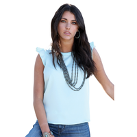 Cruel Women's Ruffled Sleeve Blouse in Light Blue