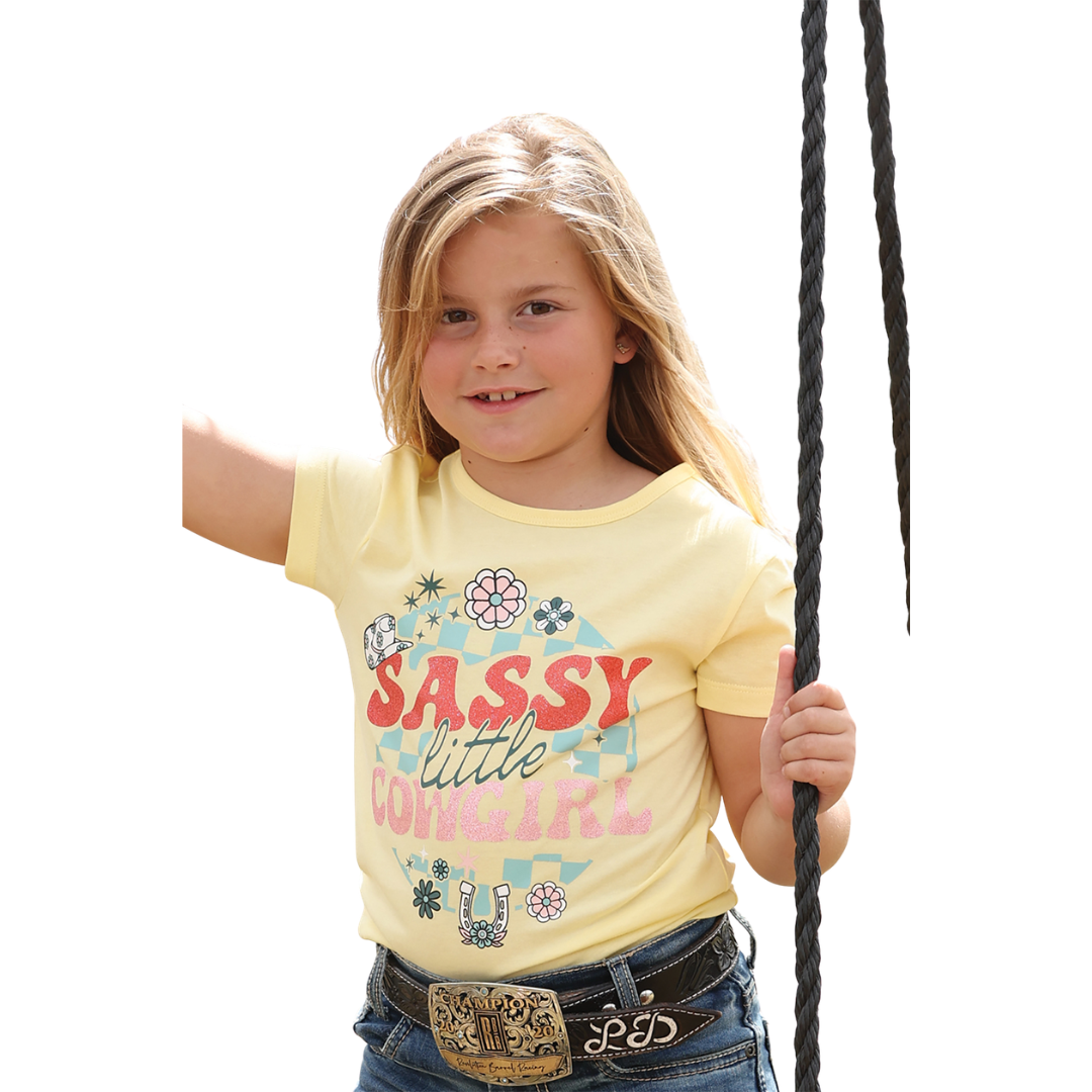 Cruel Girl's Youth Sassy Cowgirl Graphic Tee in Yellow