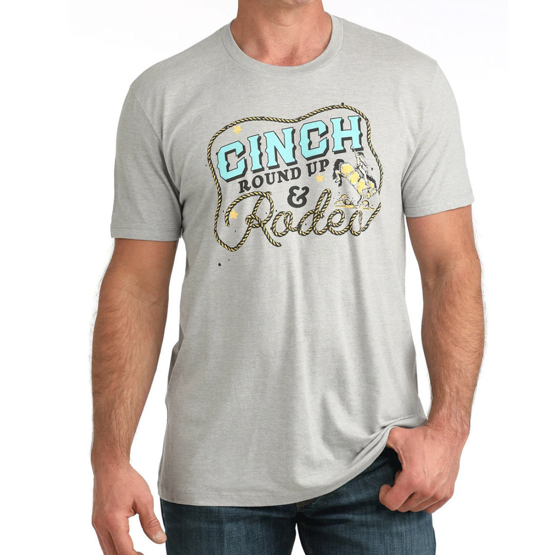 Cinch Men's "Cinch Round Up" Graphic T-Shirt in Gray