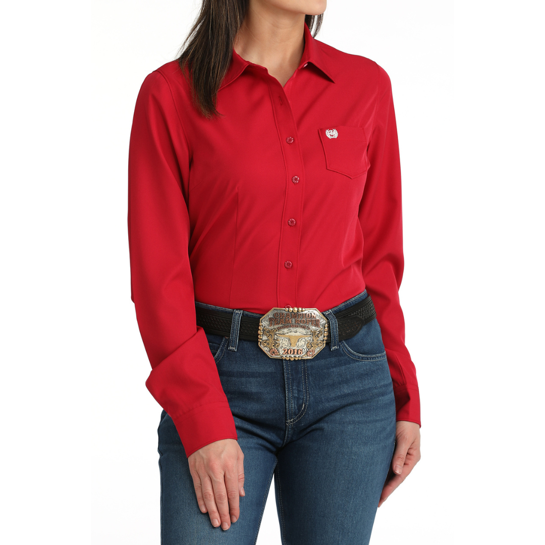 Cinch Women's L/S ArenaFlex Solid Pink Western Button Down Shirt