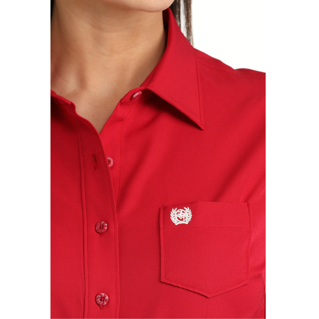 Cinch Women's L/S ArenaFlex Solid Pink Western Button Down Shirt