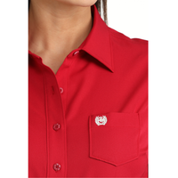 Cinch Women's L/S ArenaFlex Solid Pink Western Button Down Shirt