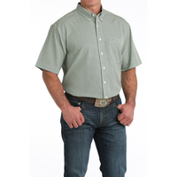 Cinch Men's S/S Arenaflex Western Button Down Shirt in Green