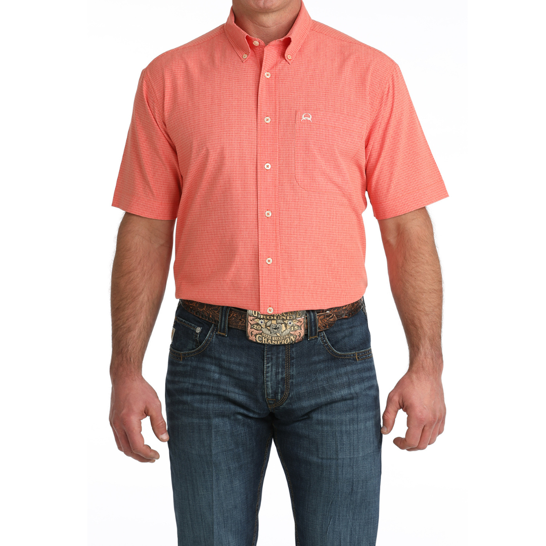 Cinch Men's S/S Arenaflex Western Button Down Shirt in Red