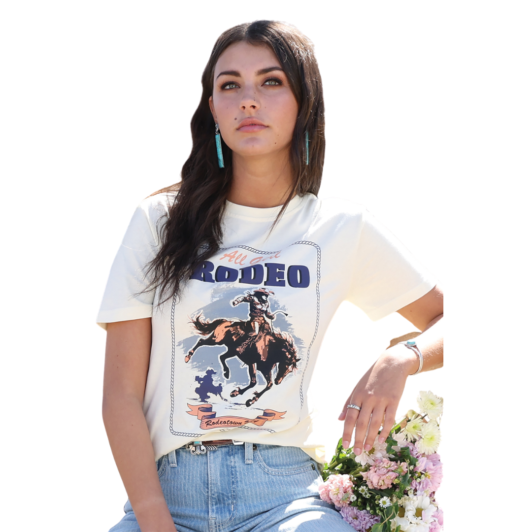 Cruel Women's "All Girl Rodeo" Graphic T-Shirt in Cream