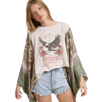 Free Bird America 1776 Graphic Kaftan Sleeve Top