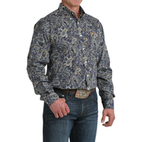 Cinch Men's L/S Classic Fit Button Down Western Shirt in Royal Paisley