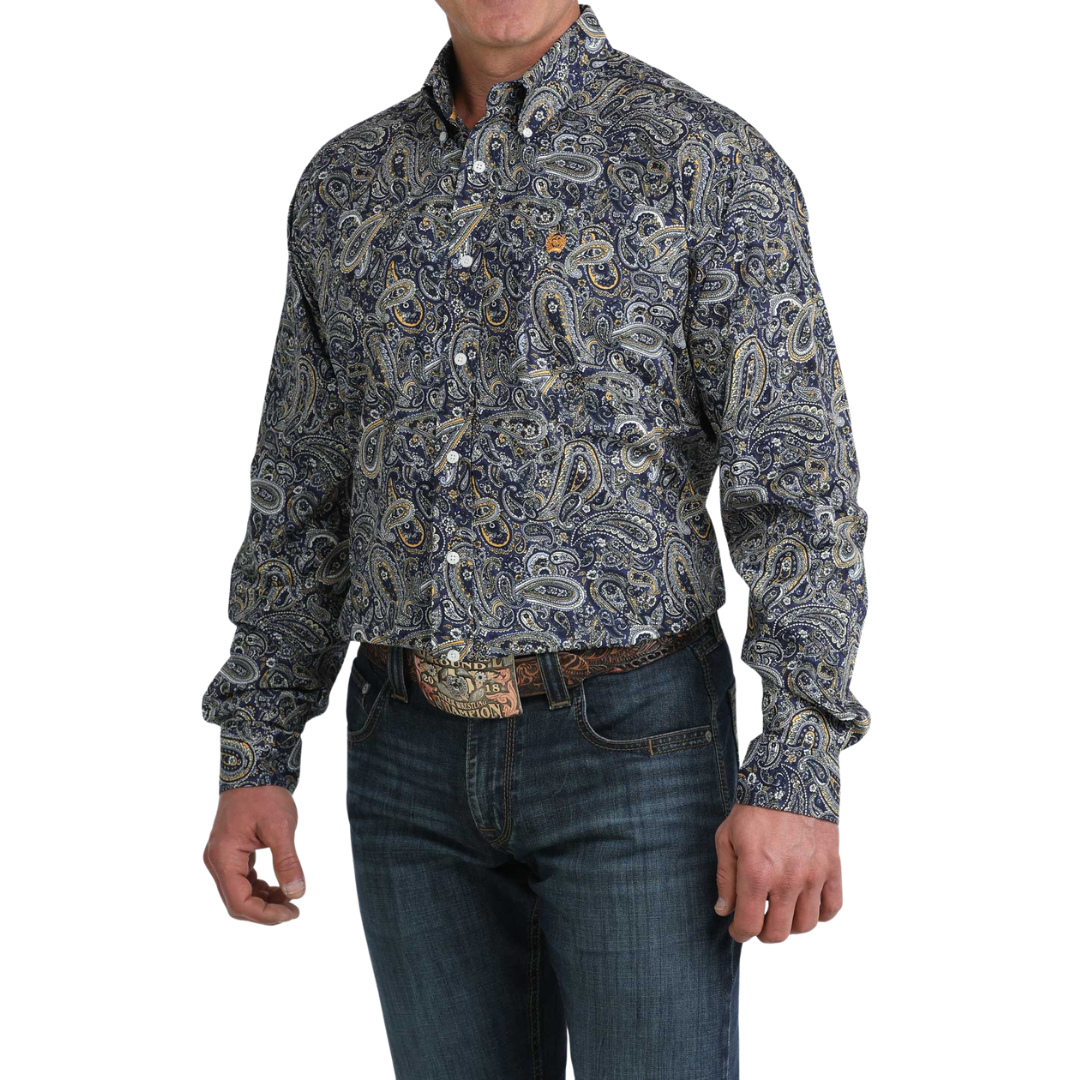 Cinch Men's L/S Classic Fit Button Down Western Shirt in Royal Paisley