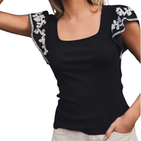 Women's Square Neckline Ribbed Knit Tank in Black (Available in Regular and Plus Sizes)