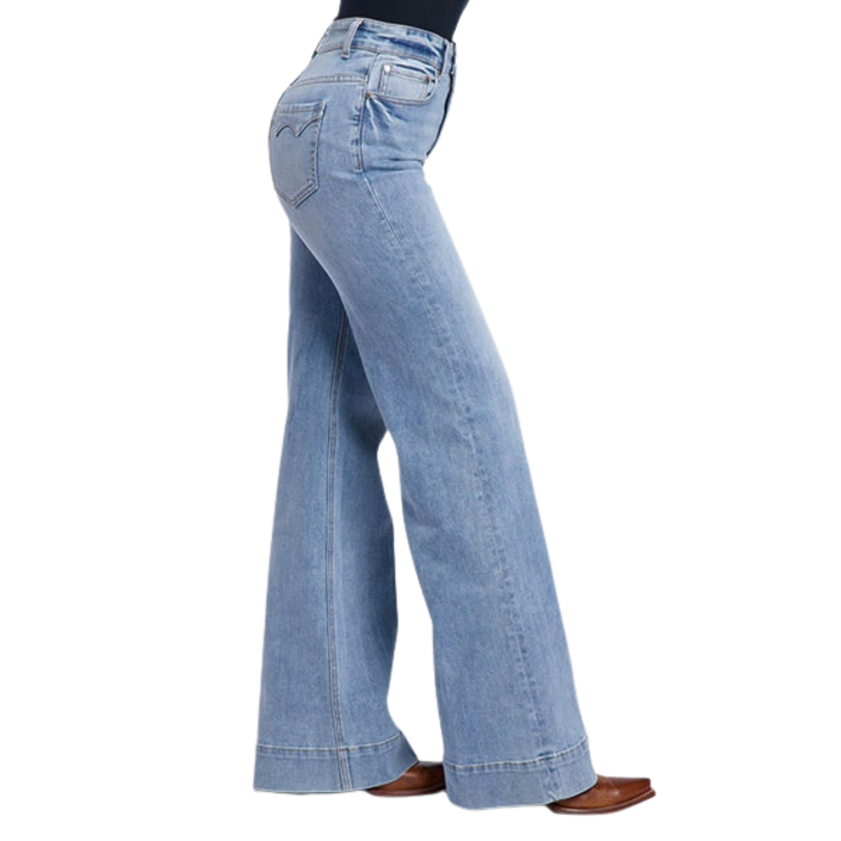 Stetson Women's No. 751 High Waisted Wide Leg Jean in Medium Wash